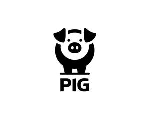 Pig silhouette logo design icon vector illustration. Black color pig logo template