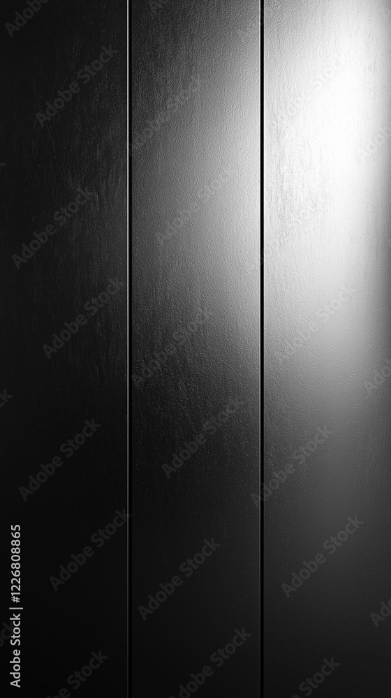 Wall mural Texture of polished black surface with soft light illuminating the edges and creating a sleek ambiance in a modern setting. Generative AI
