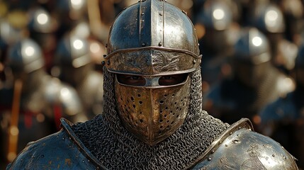 Medieval knight, battlefield, army, armored, stare, sunlight, war, history