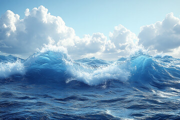 Ocean Waves Crashing Under a Cloudy Sky