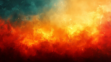 Naklejka premium Dramatic orange and red abstract artwork depicting a fiery sunset over a calm ocean horizon in vibrant colors. Generative AI