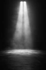 Fototapeta premium Dramatic lighting creates an ethereal atmosphere in a darkened space during a performance rehearsal. Generative AI