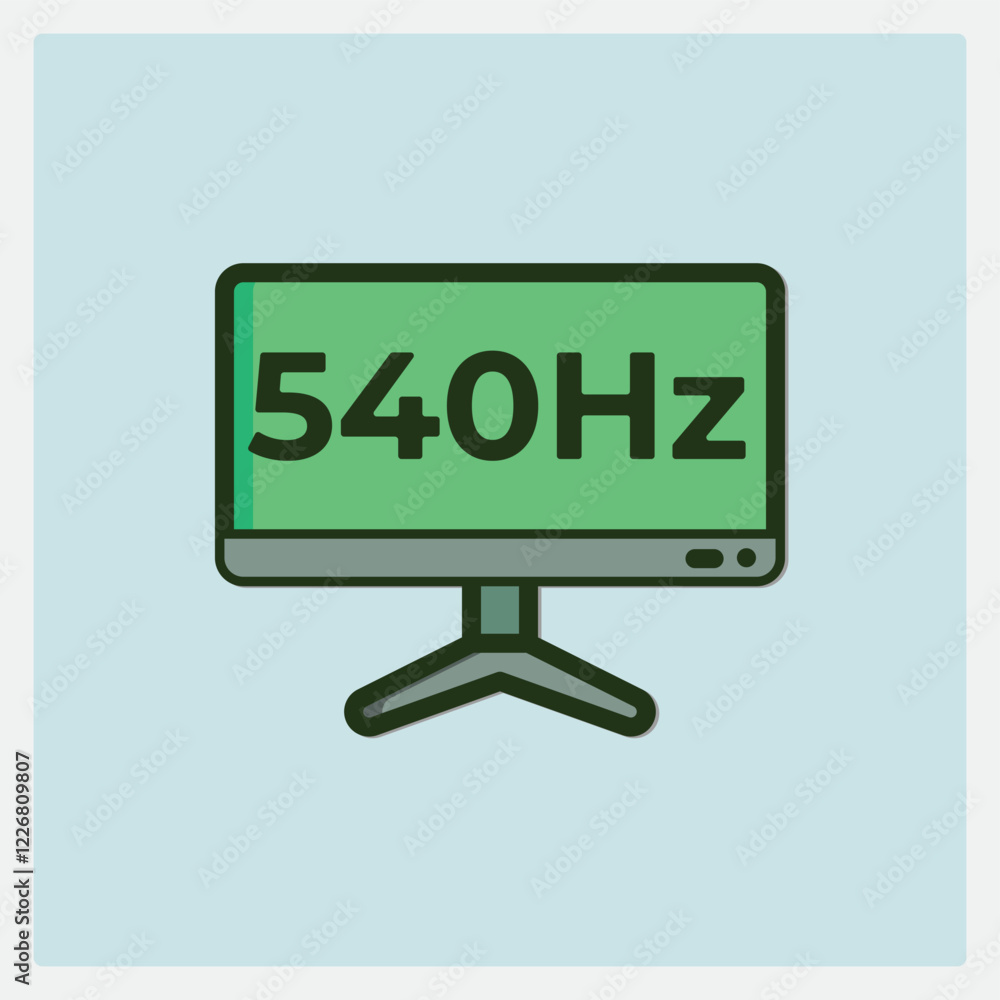 Poster computer monitor icon displaying 540hz refresh rate on a light blue background