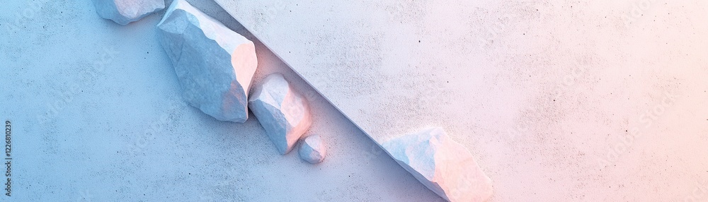 Aufkleber soft pastel colors merge into a minimalist concrete background, showcasing smooth textures and seren