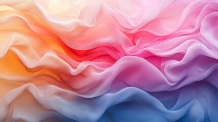Fototapeta premium Flowing fabric in vibrant colors creates a soft and dreamy abstract background design suitable for various creative projects. Generative AI