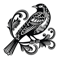 vector silhouette bird on white background-5