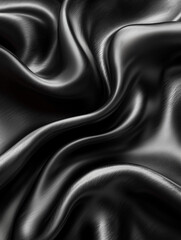 Obraz premium Silk fabric in deep black with smooth, flowing texture showcases elegance and luxury in design and style. Generative AI