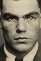 Serious portrait of a young man from the early 20th century