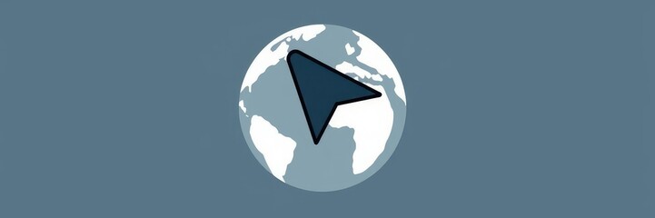 Illustration of a stylized mouse pointer hovering over a globe, networking concept, software graphics