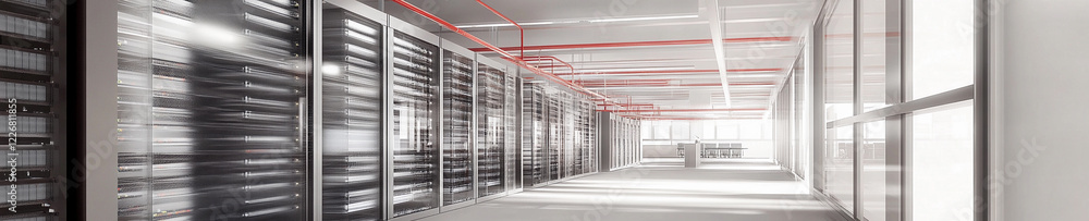 Aufkleber Modern server room with advanced technology and structured layout