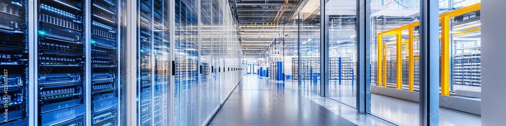 Aufkleber Modern data center with advanced server racks on display