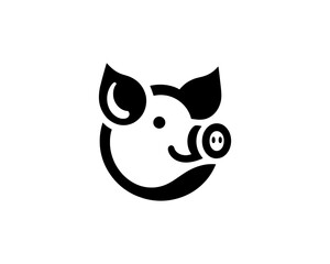 Pig silhouette logo design icon vector illustration. Black color pig logo template
