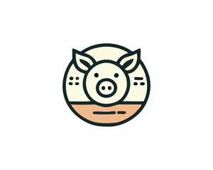 Pig logo design icon vector illustration.