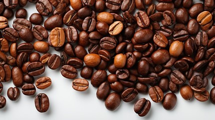 Fototapeta premium Isolated Coffee Beans on a White Background for a Fresh Coffee Appeal