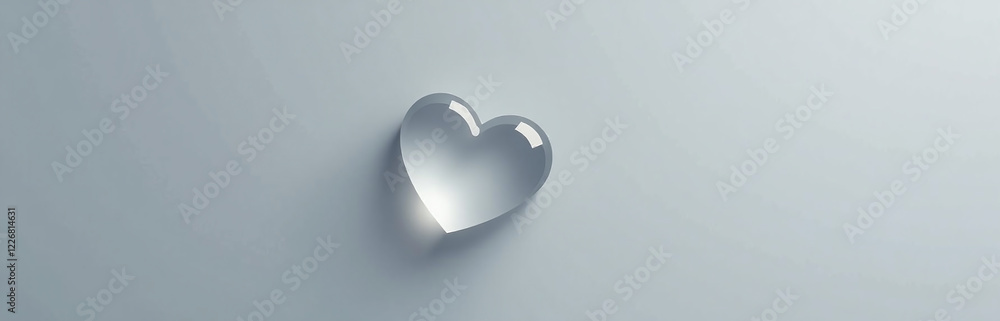 Poster Simple Minimalist Design Featuring A Crystal Clear Heart On A Muted Gray Background Evoking Thoughts Of Love And Affection. 00001