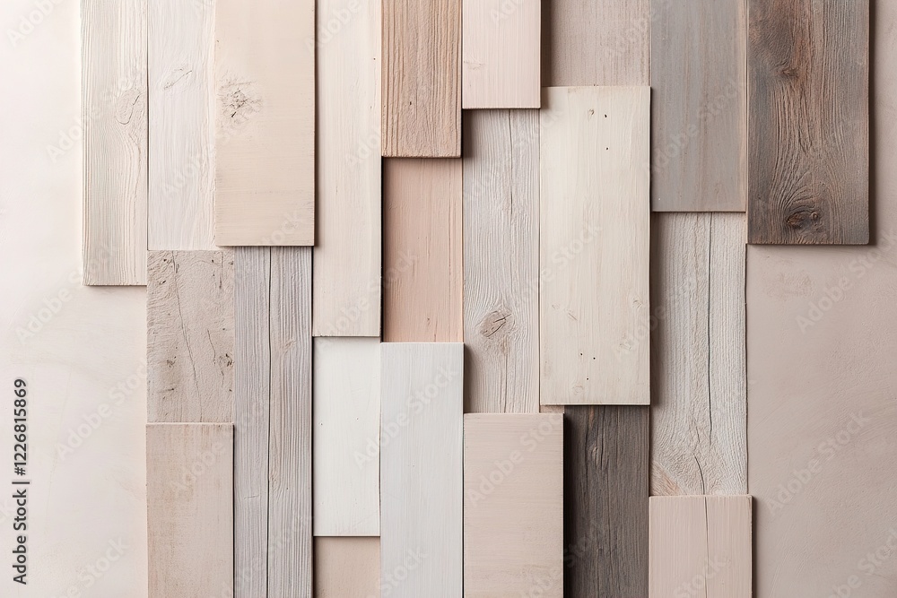 Aufkleber various wooden planks of different textures and colors are arranged in a patchwork style, creating a