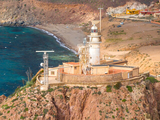 Faro Cabo de Gata en un Parque Natural de Almeria, Andalucia