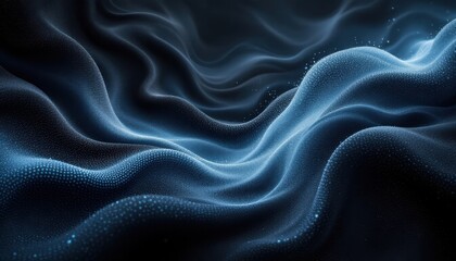 Fototapeta premium Abstract 3d waves with glowing particles in moody blue tones