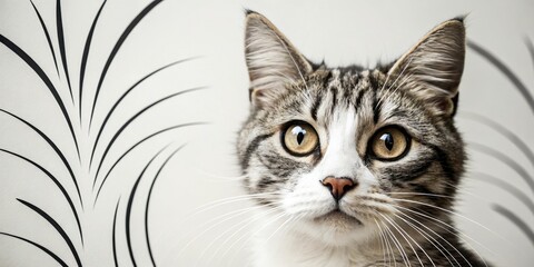 Minimalist cat face wallpaper with bold lines and simple shapes, simple yet elegant, felines, contemporary pet themes