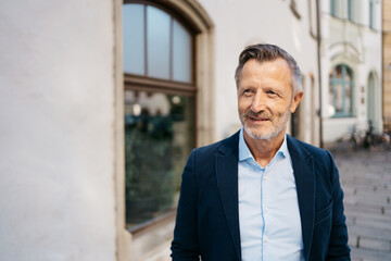 Mature Man Smiling in the City