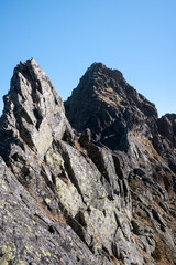 Landscape of the High Tatras. The most difficult high-mountain trail in Poland, Orla Perć.
