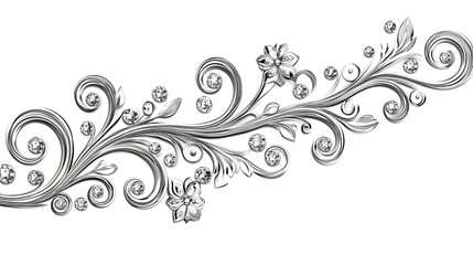 Silver Filigree Floral Design With Diamonds