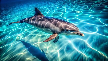 Vintage Dolphin in Azure Waters - AI Photo