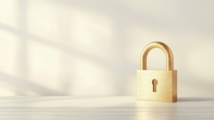 Naklejka premium Minimalist Glowing Lock with Soft Shadows on Subtle Background for Serene Environments