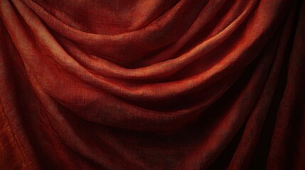 Fototapeta premium Red curtain draped elegantly against a solid black background in a simple theatrical setting