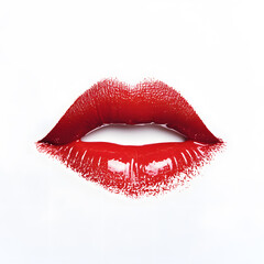 Obraz premium Red lips isolated on white background