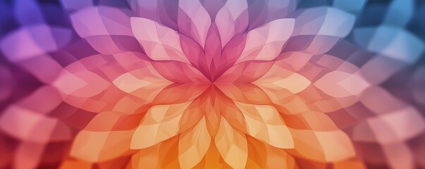 Obraz premium A vibrant, symmetrical design featuring a blend of warm and cool colors, resembling a stylized floral pattern.
