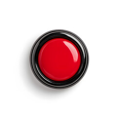 Top view 3d red button isolated on white background