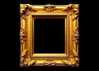 Vintage Gold Graphic Vertical Frame, Black Background, Book Cover