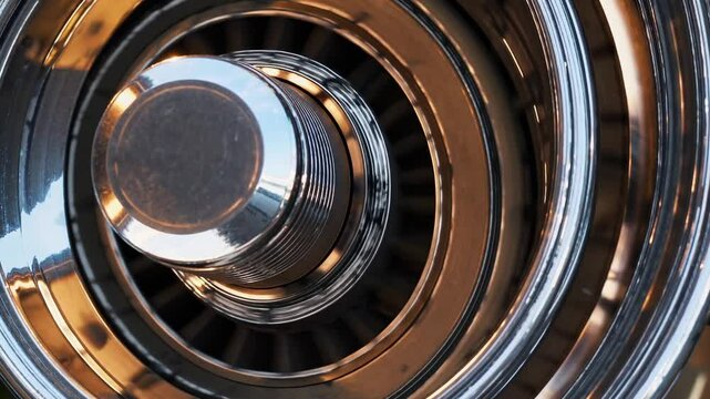 Reflective Chrome Wheel Cap Closeup: A Study in Circular Symmetry and Metallic Sheen