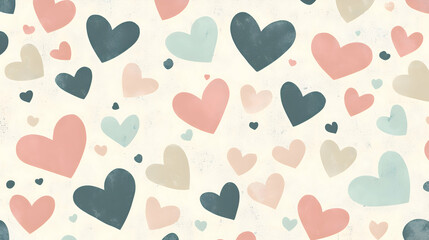 Fototapeta premium A minimalist Valentines Day abstract featuring heart shapes arranged in a seamless pattern on a soft background