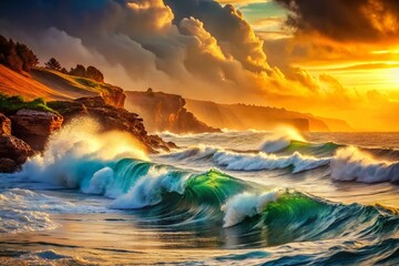 Fototapeta premium Vintage Ocean Waves - Dramatic Seascape