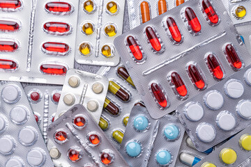 Variety of medicines and drugs.Medicine and healthcare concept.Variety of medicines and...