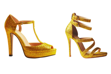 Yellow shoes isolated on white background. Generative AI