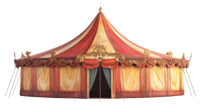 Vintage circus tent illustration white on background.