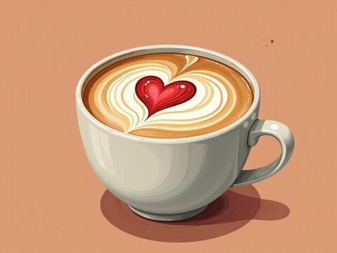 Caf&eacute; Tazas Con Im&aacute;genes En Forma De Coraz&oacute;n Hechas En La Espuma Del Bebido. 00002