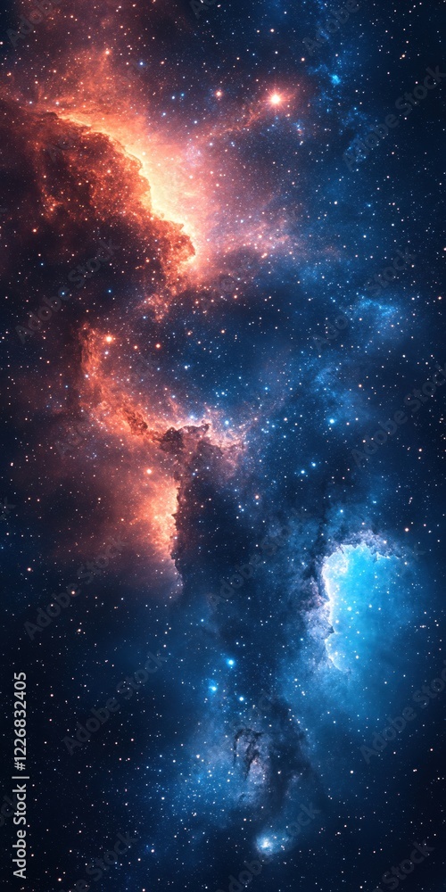 Poster cosmic canvas breathtaking nebula display in deep space with dazzling starry sky view