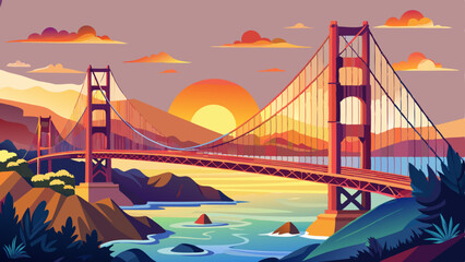 The Golden Gate Bridge at Sunset, San Francisco , CA