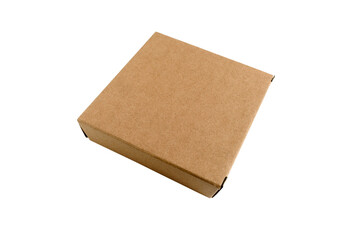 Cardboard craft box for gift.on transparent background