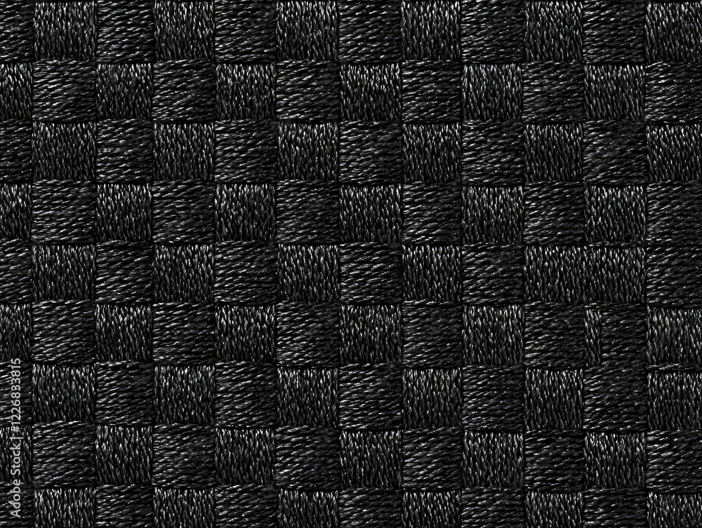 Poster Black Weave Texture:  A seamless, close-up texture image of a tightly woven black fabric with a subtle grid pattern.  A rich, tactile surface, perfect for use in design and decor projects. 