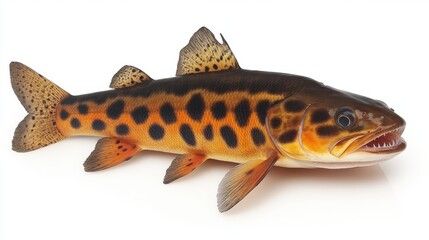 Realistic Illustration of a Colorful Spotted Fish on White Background