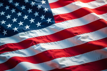 Obraz premium USA Flags Waving in Air, America National Freedom Day US