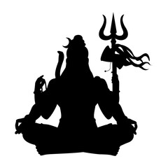 Vector illustration of Lord Shiva silhouette on transparent background