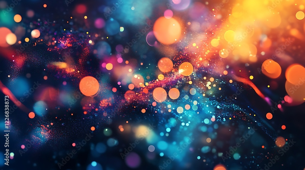 Poster abstract image vibrant mix of colorful lights with particles bokeh effects for dynamic composition c