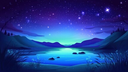 Fototapeta premium Tranquil Cosmic Blue Sky with Distant Galaxies and Soft Glowing Stars