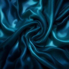 Obraz premium Verde azulado oscuro y degradado azul cielo nocturno. Tejido de seda fluido con brillo resplandeciente. Elegancia sutil de las cortinas